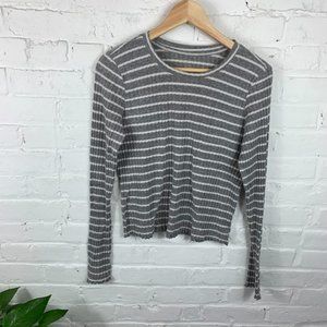 American Eagle Long Sleeve Striped Ribbed Sweater